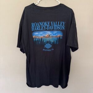 Harley Davidson Black T-Shirt Mens XL Roanoke Valley , VA Eagle Vintage 2000